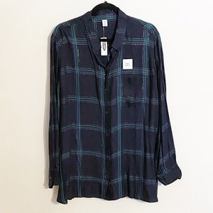 Old Navy Plaid Tunic Button Down